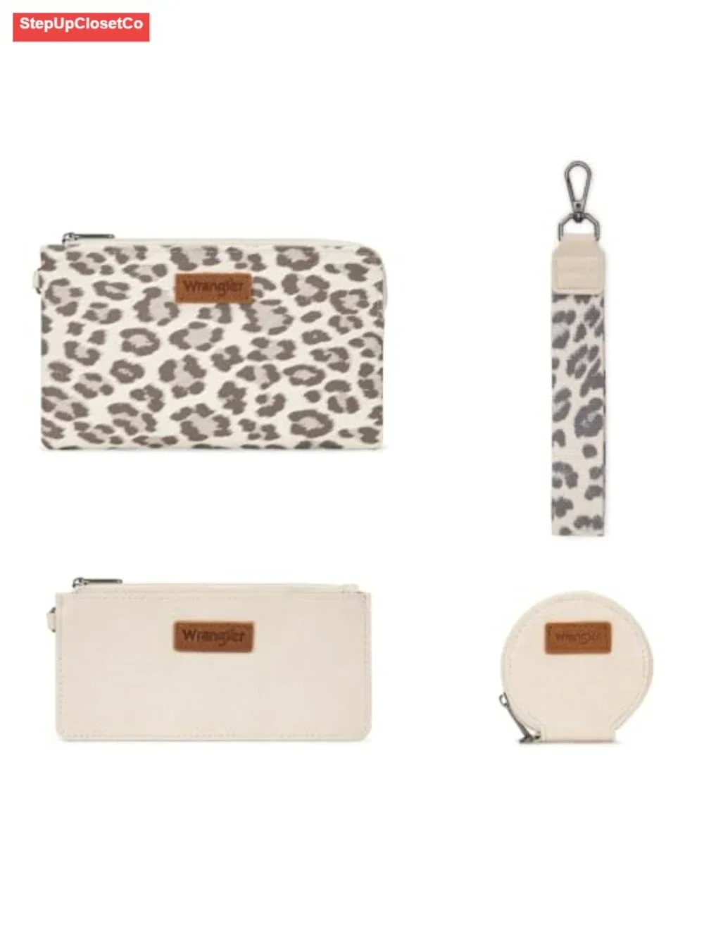 Womens Dual Pouch Wristlet Leopard Print Wallet RFID Protection
